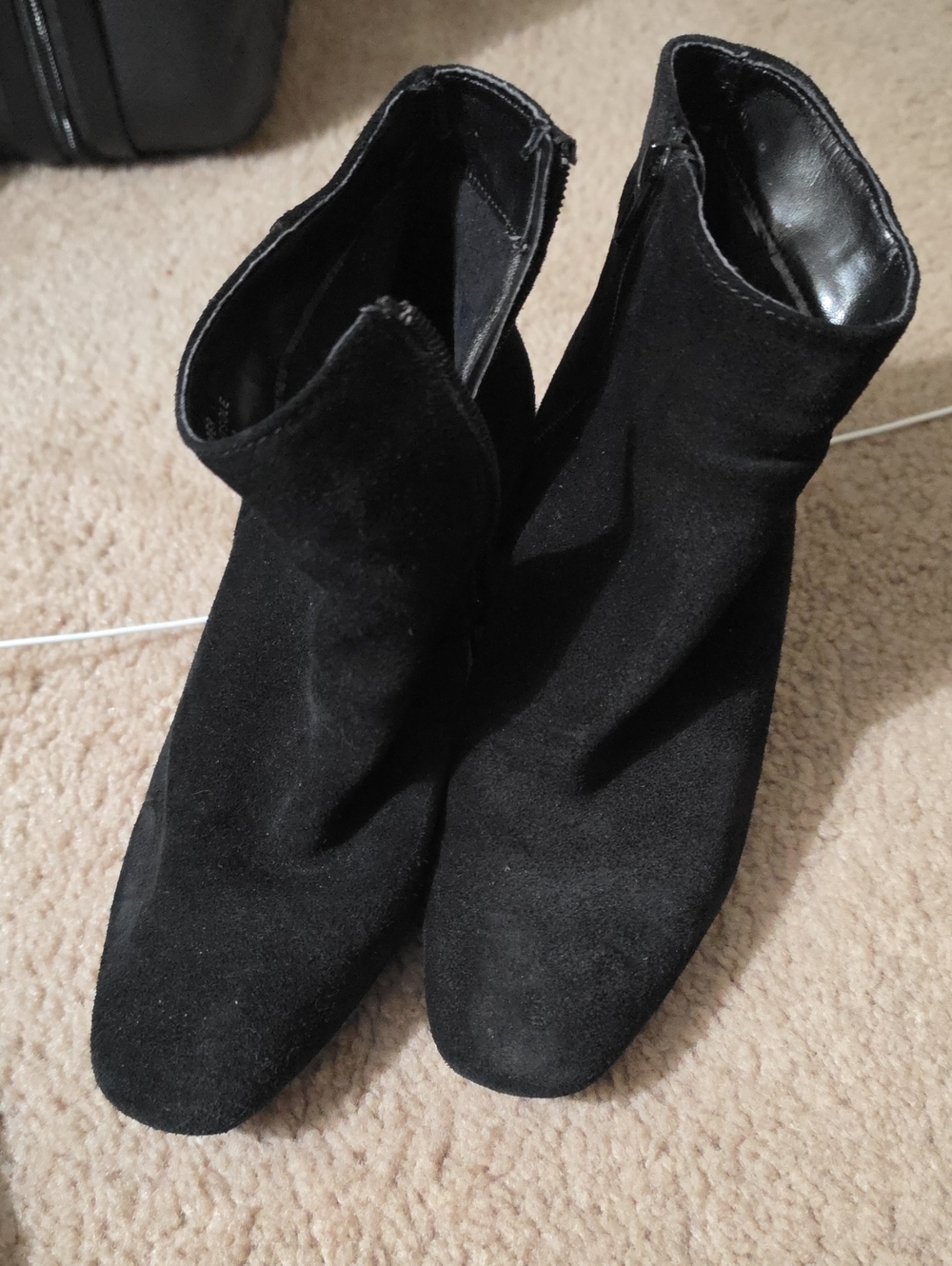 Black Suede Ankle Booties with Slim Sock Fit